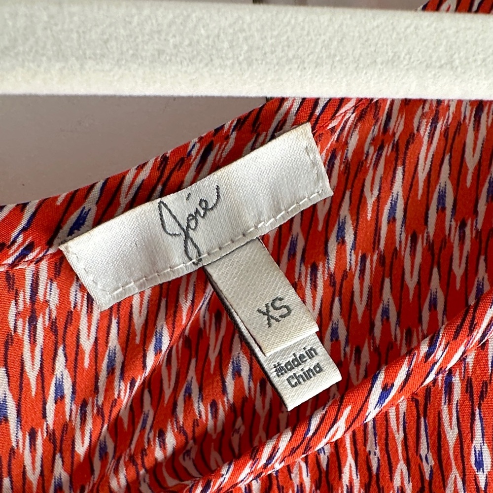 Joie Orange Silk Patterned Blouse - image 2